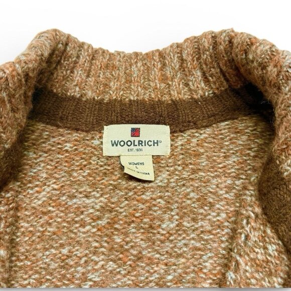 Vintage Woolrich Women’s Large Zip Front Wool Cardigan Sweater Rustic Brown - Picture 8 of 11